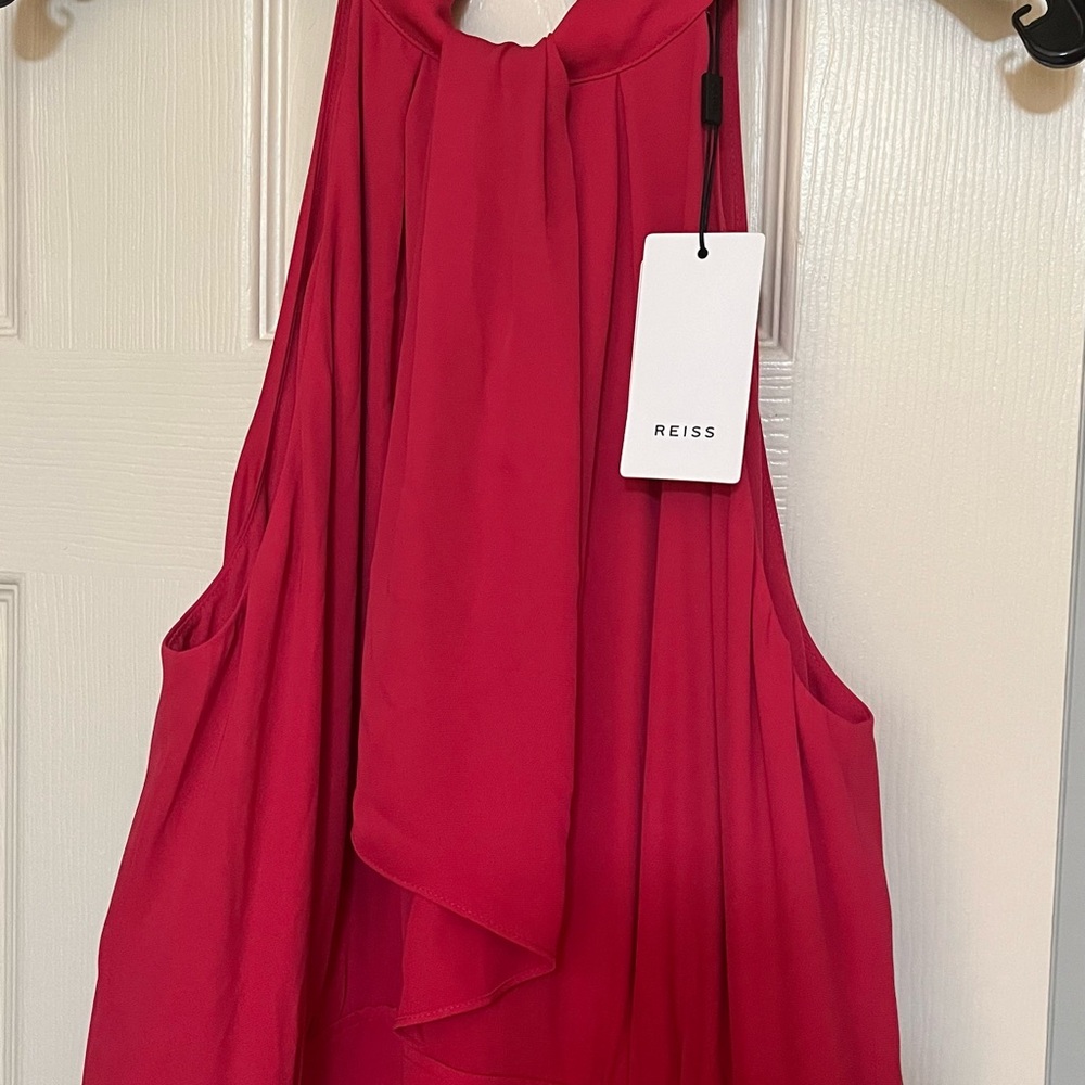 NWT REISS Nina Halterneck Pleated Midi Dress, Size 10 - Picture 6 of 6